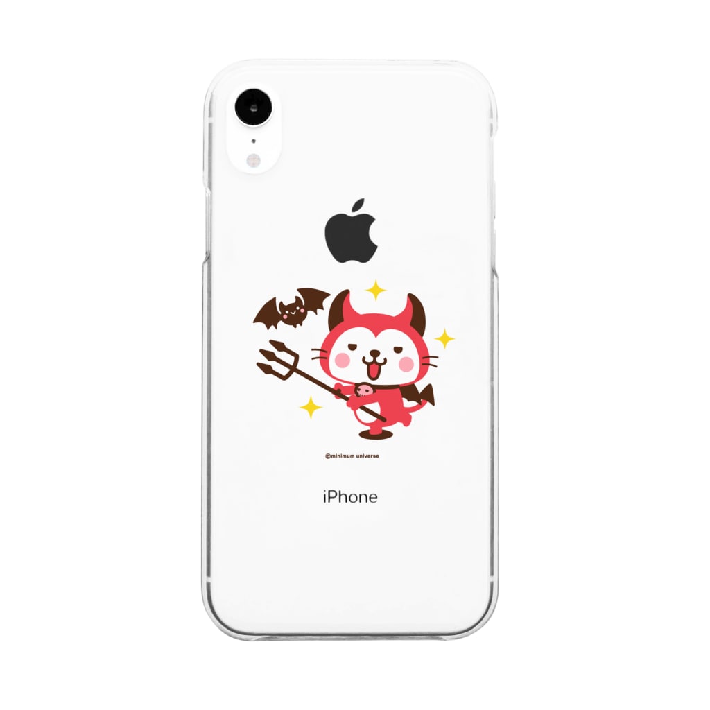 ミニマムユニヴァース@SUZURIのデビねこくんとコウモリさんスマホケース Clear Smartphone Case