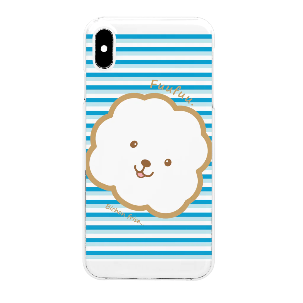 コロ。COLOM.犬いぬdogリボングッズ.のビションフリーゼ【ふぅふぅ犬】アップ Clear Smartphone Case