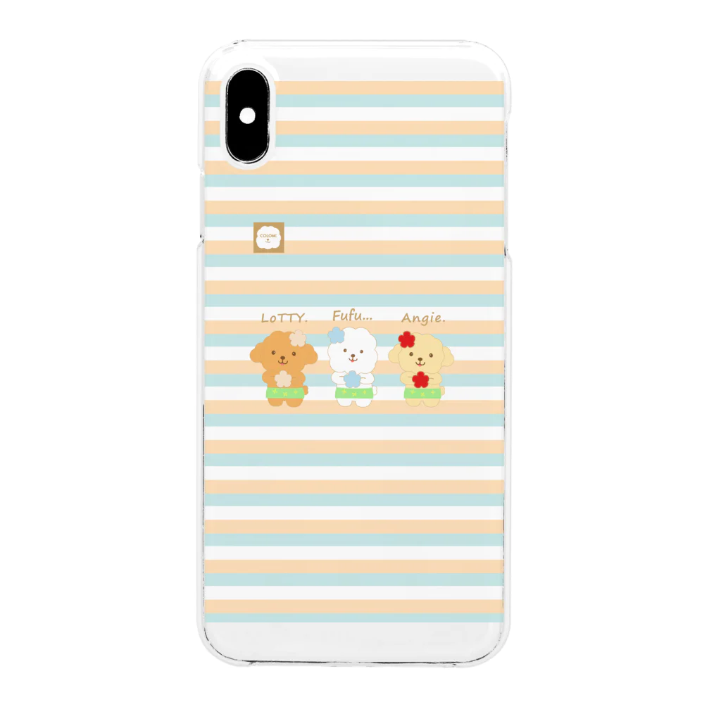 コロ。COLOM.犬いぬdogリボングッズ.の【COLOM.】コロ。aloha!!!version！iphoneアイフォンスマホケーストイプードルビションフリーゼ Clear Smartphone Case