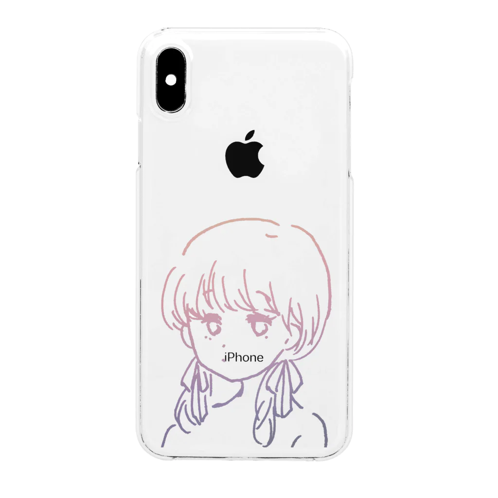 居留守かりんofficial shopのふたつむすびの女の子 Clear Smartphone Case