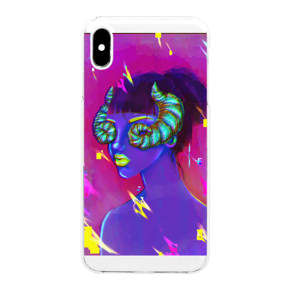 oosuga_tamotsuのpsychedelic horn. Clear Smartphone Case