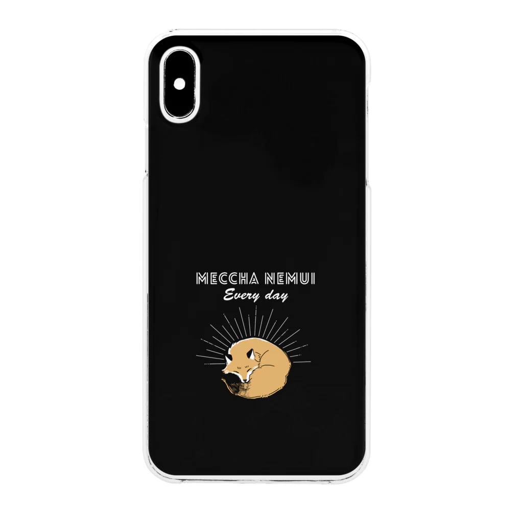 屋台 urukaのMECCHA NEMUI きつね BLACK Clear Smartphone Case