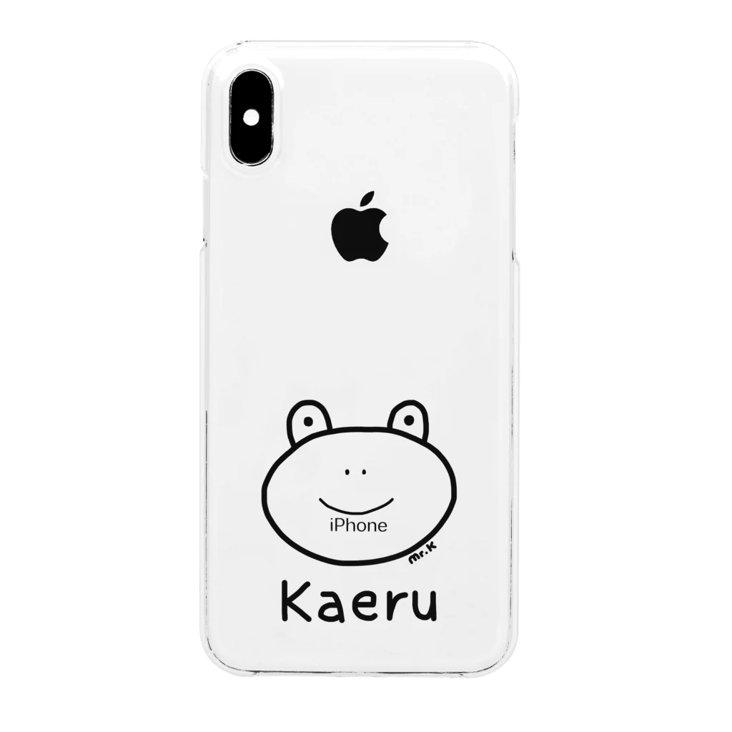 MrKShirtsのKaeru (カエル) 黒デザイン クリアスマホケース