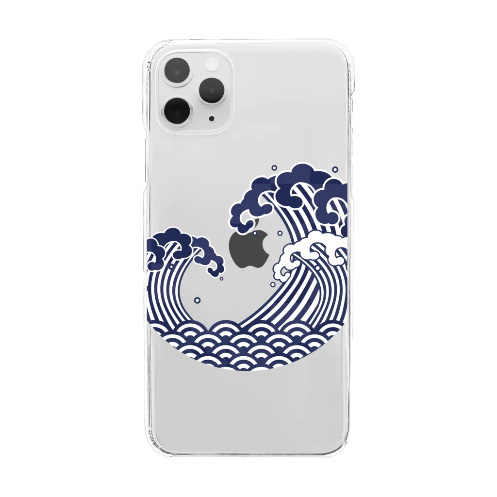 もふこの浮世絵デザイン（波） Clear Smartphone Case