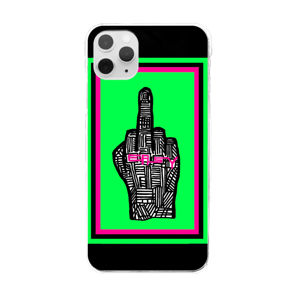 PUNX in doorSのPUNX in doorS ファック”EASY”ロゴ iPhoneカバー Clear Smartphone Case