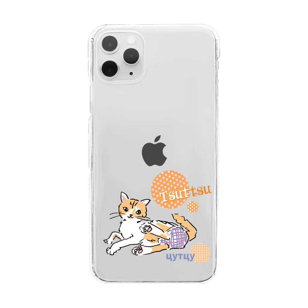 ビューン ワークスの猫のつっつ Clear Smartphone Case