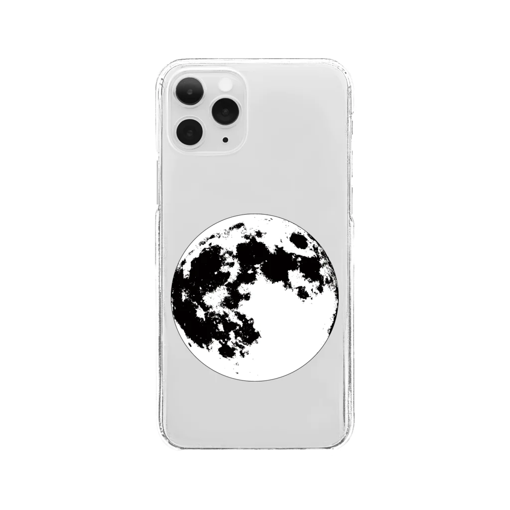 月蝕雑貨のモノクロの月 Clear Smartphone Case
