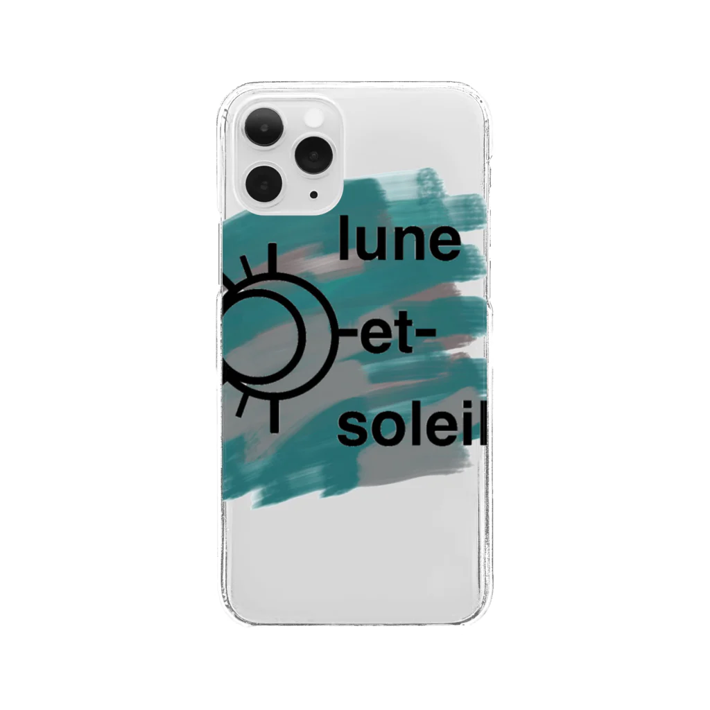 lune-et-soleilのblue and gray logo クリアスマホケース