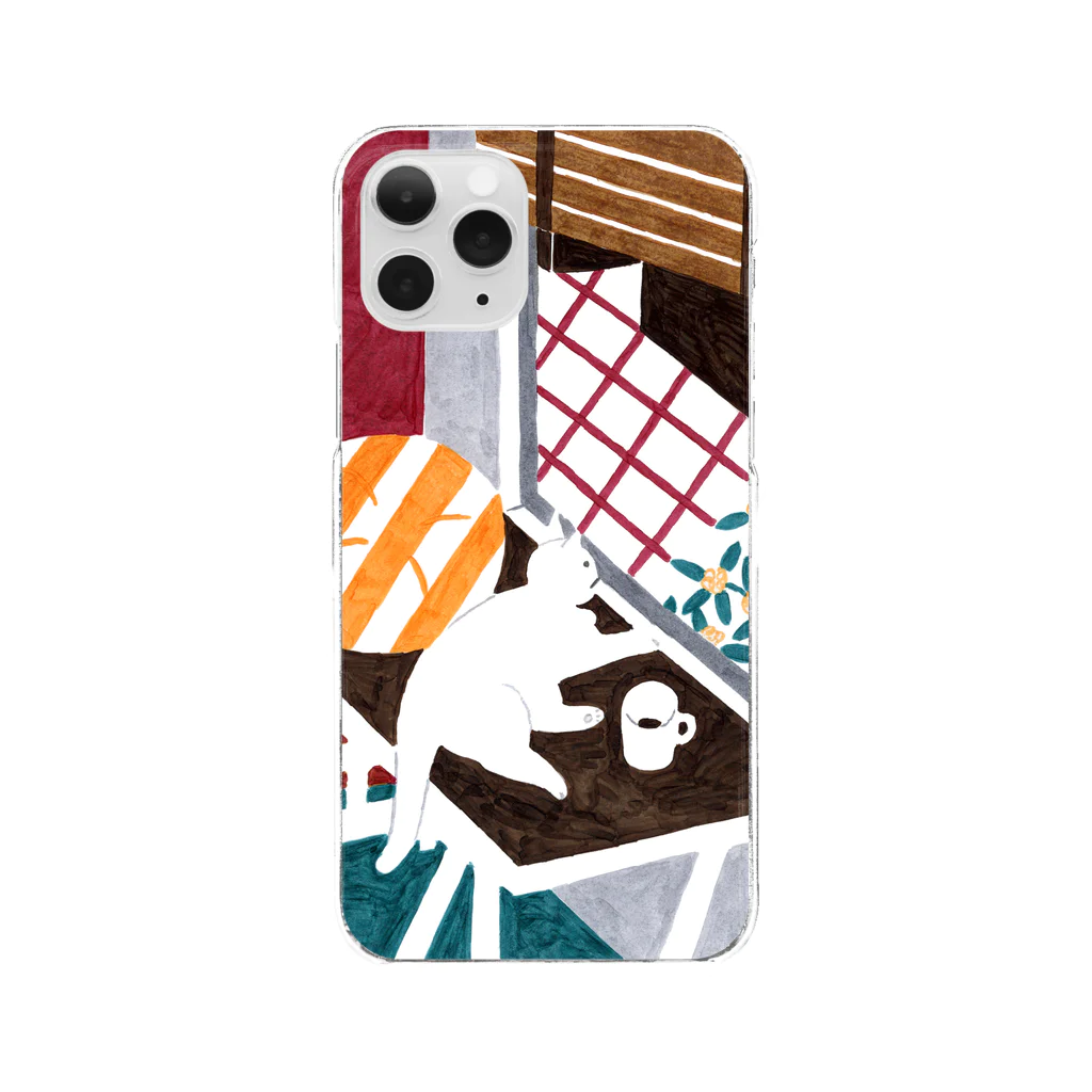 hk_illustrationのねこちゃんとキンモクセイ Clear Smartphone Case