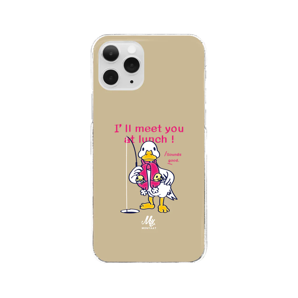 イラスト MONYAAT のCT76あひるのおひるさんのサカナ釣り*ブラウン Clear Smartphone Case