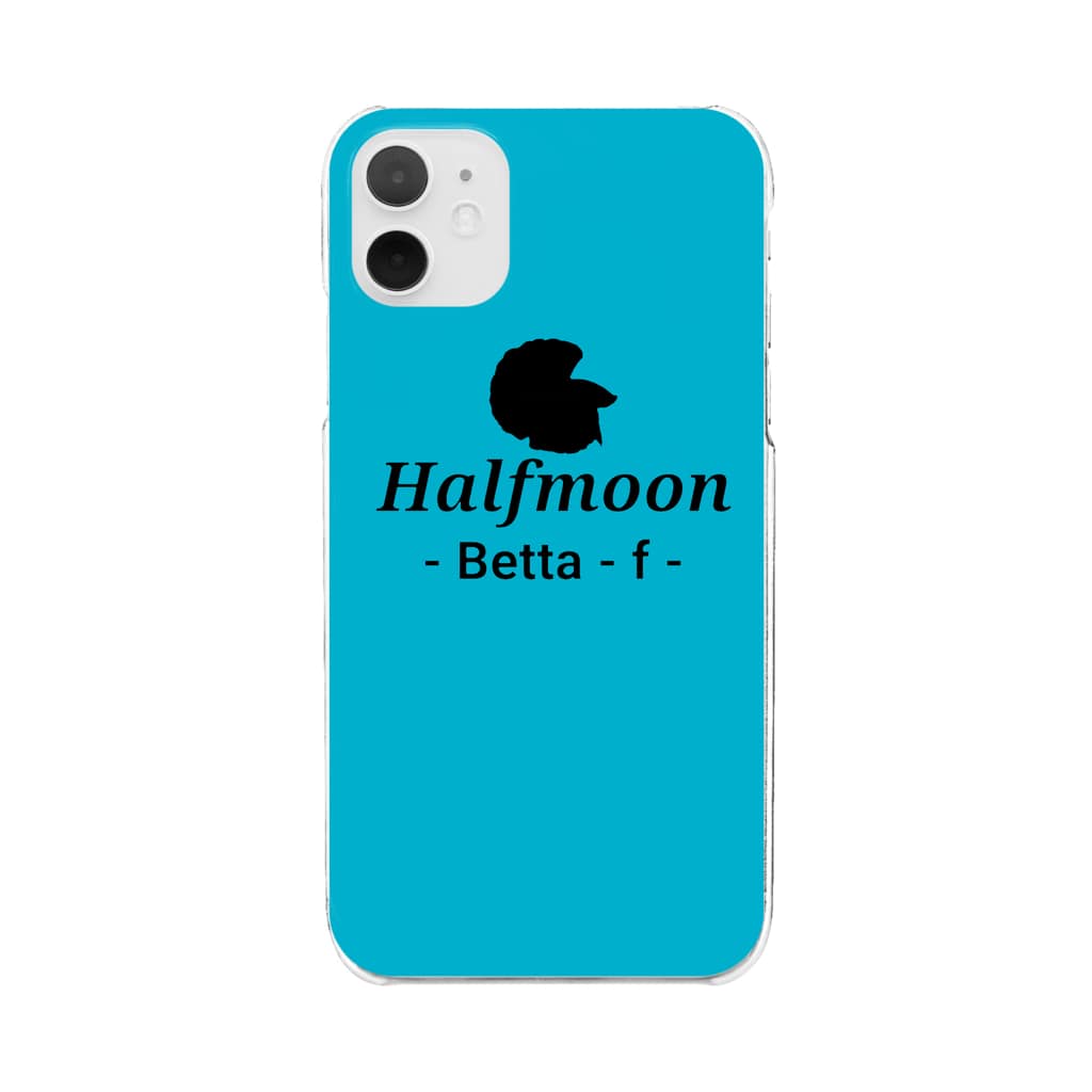 ☆ららくらら☆のHalfmoon Betta⑤Black(Turquoiseblue) Clear Smartphone Case