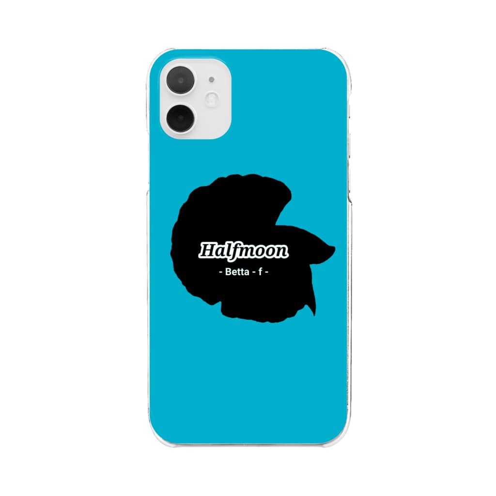 ☆ららくらら☆のHalfmoon Betta①Black(Turquoiseblue) Clear Smartphone Case