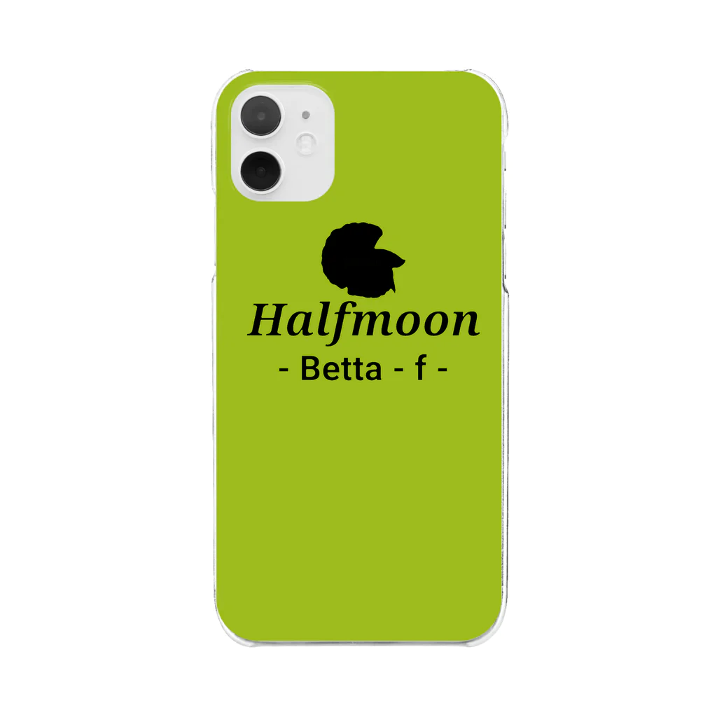 ☆ららくらら☆のHalfmoon Betta⑤Black(Springgreen) Clear Smartphone Case