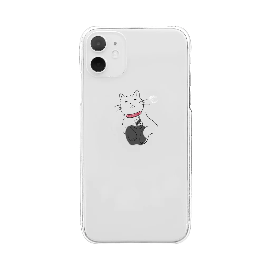 チャン・キナニンジャの店のiPhone 11用 /お腹痛いをかわりに伝える猫 Clear Smartphone Case