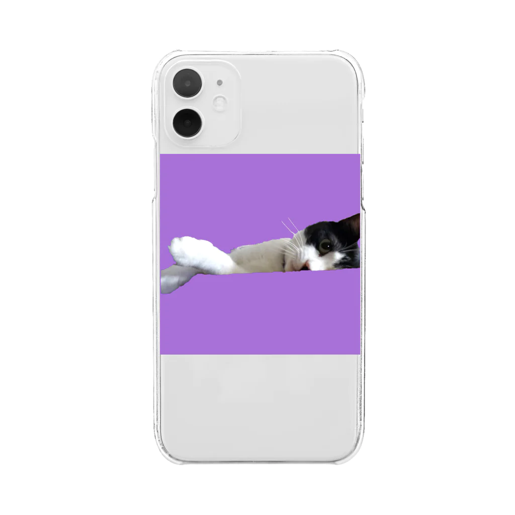 猫好きの横たわりはちわれ猫 Clear Smartphone Case