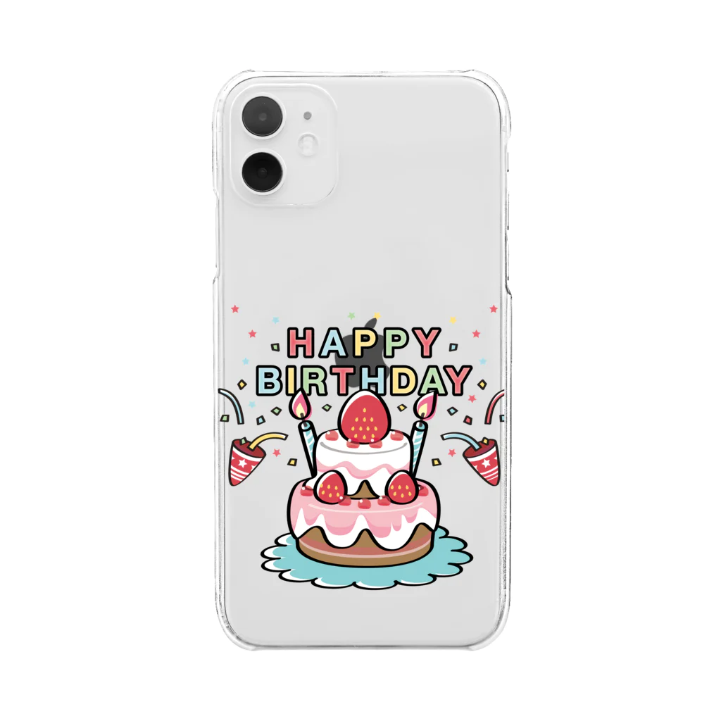 イラスト MONYAAT のHAPPY BRITHDAY_4 Clear Smartphone Case