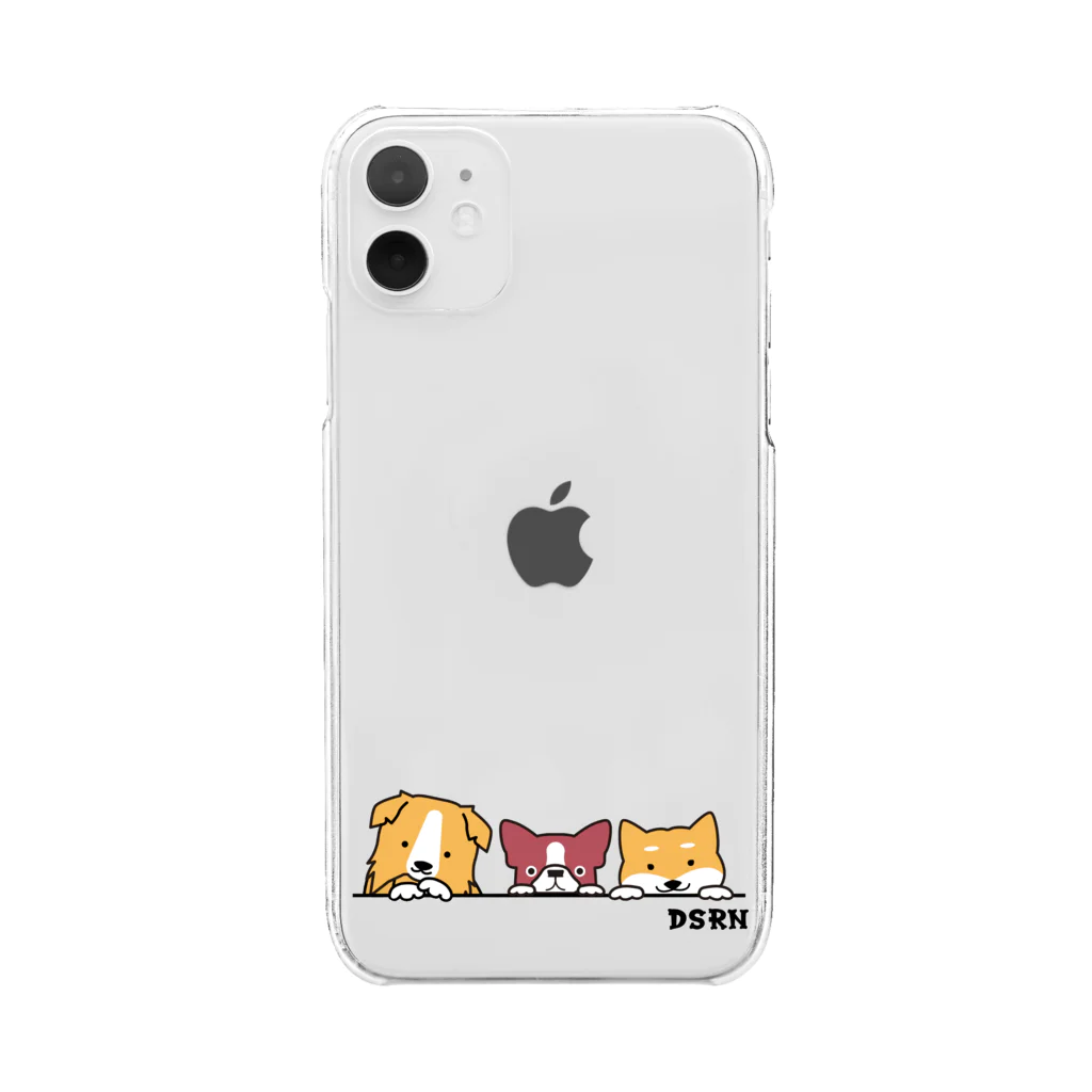 DSRN shopの仲良しの三匹犬 Clear Smartphone Case