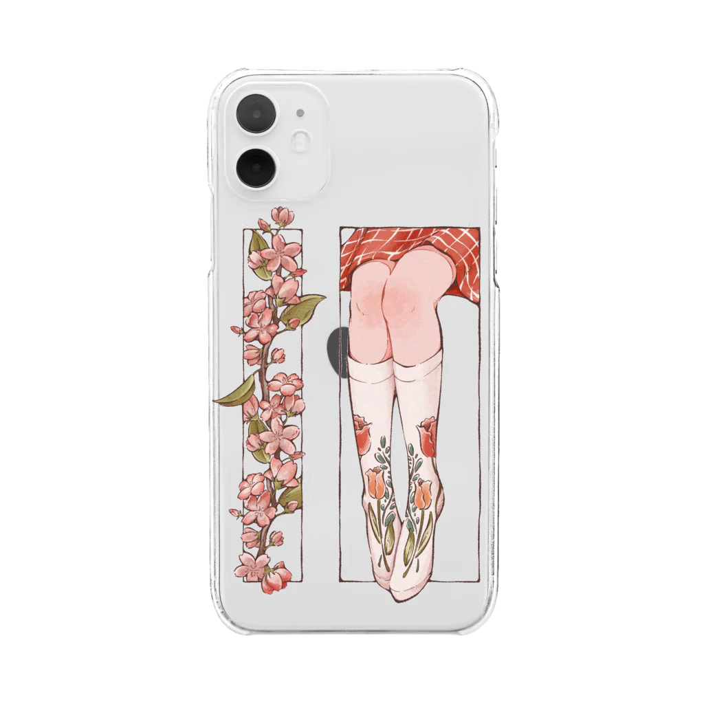 日菜乃🐶の春の花が咲く クリアスマホケース