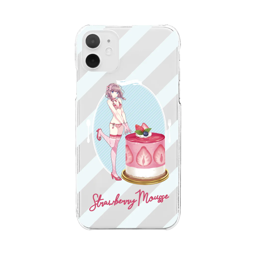 ERIMO–WORKSのSweets Lingerie phone case "Strawberry Mousse" クリアスマホケース