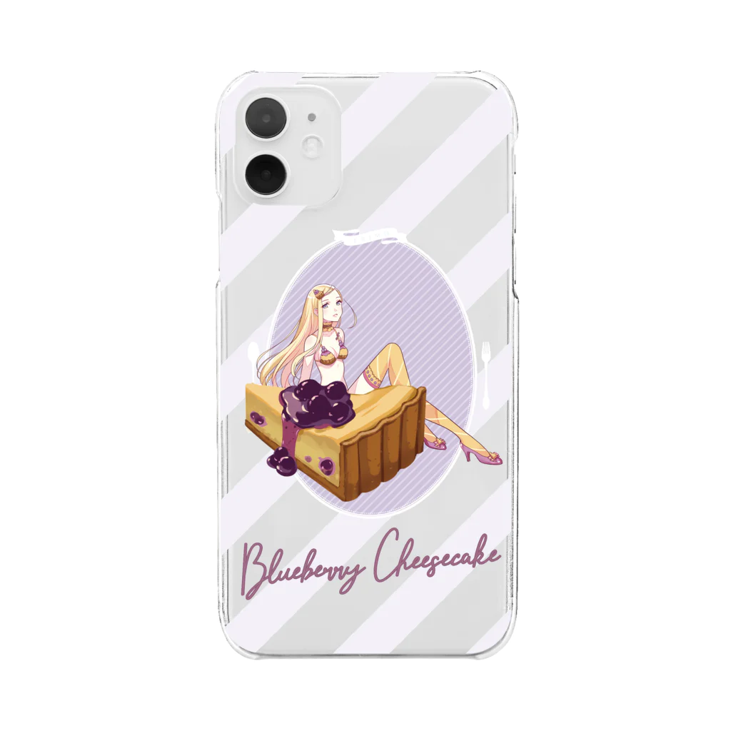 ERIMO–WORKSのSweets Lingerie phone case "Blueberry Cheesecake" Clear Smartphone Case