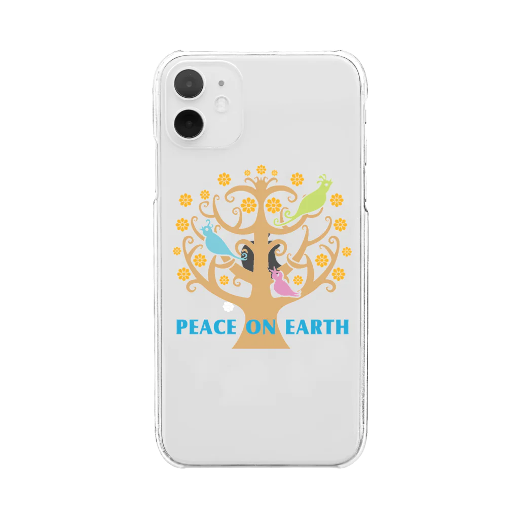 フェザーフレンズの鳥/Peace on Earthツリー Clear Smartphone Case