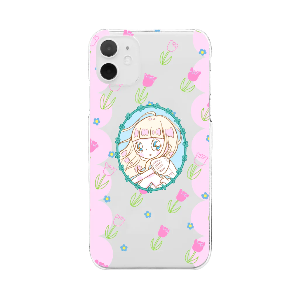 ningen(ニンゲン)のフリルチューリップのクリアスマホケース Clear Smartphone Case