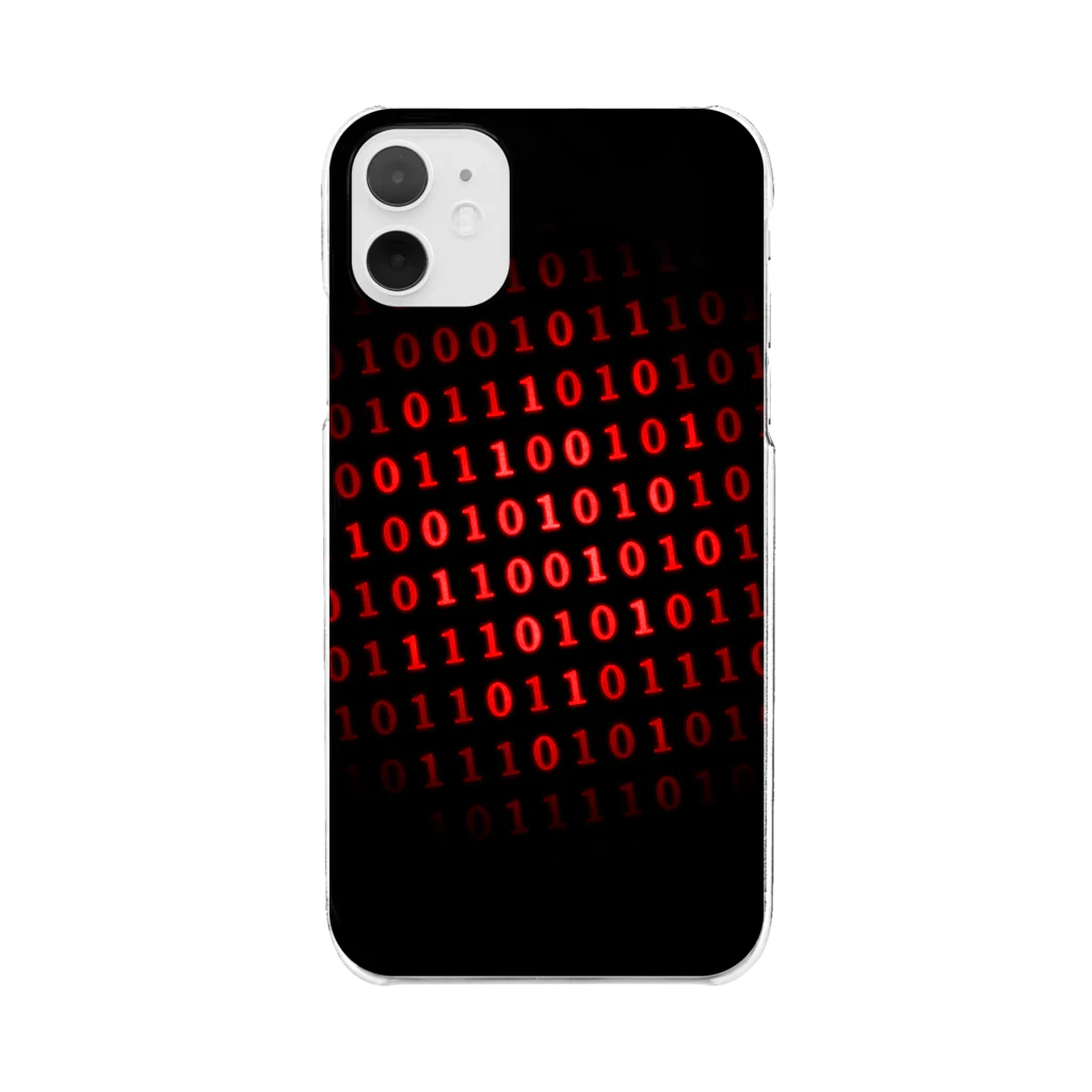 DograveのBinary Number phone case Red クリアスマホケース