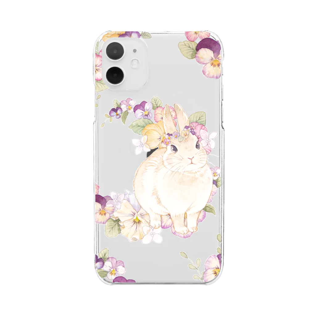 友風子のパンジーうさぎ Clear Smartphone Case