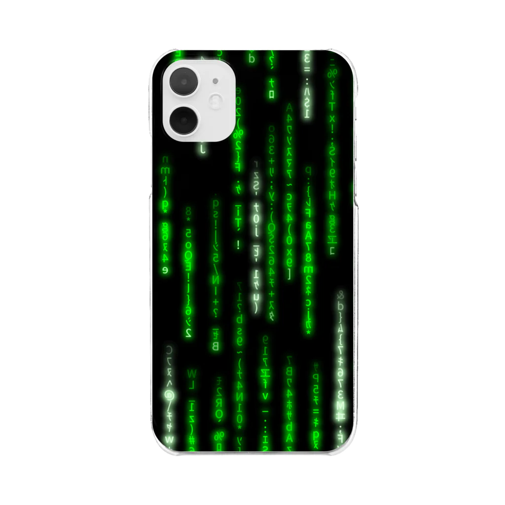 DograveのDigital Rain phone case Green ver.1.1.0 クリアスマホケース