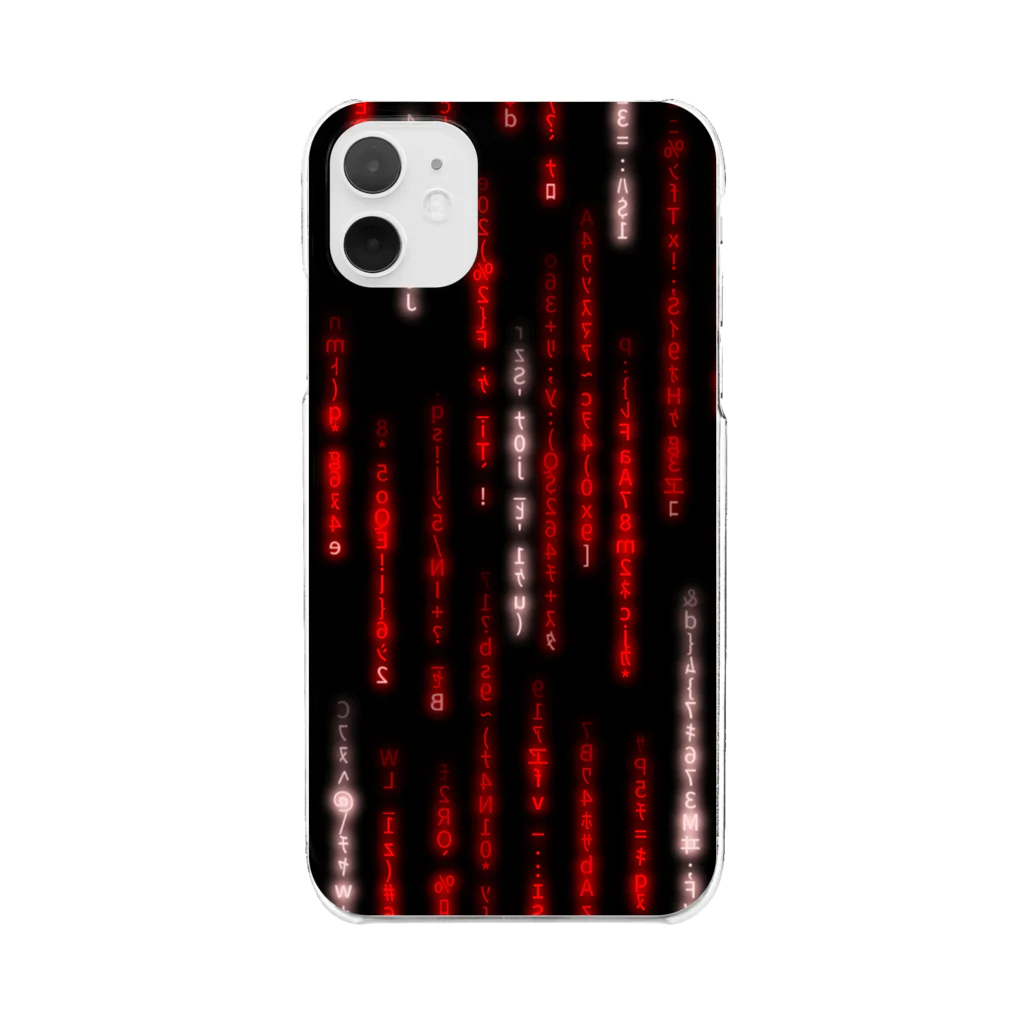 DograveのDigital Rain phone case Red ver.1.1.0 クリアスマホケース