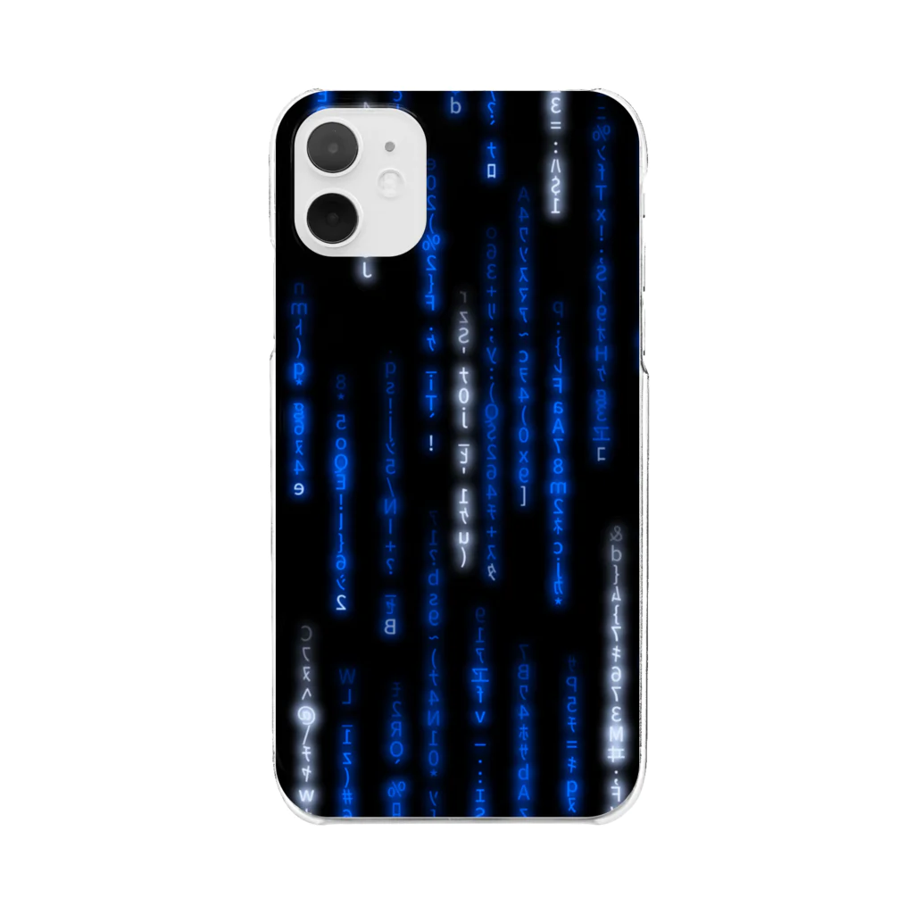 DograveのDigital Rain phone case Blue ver.1.1.0 クリアスマホケース