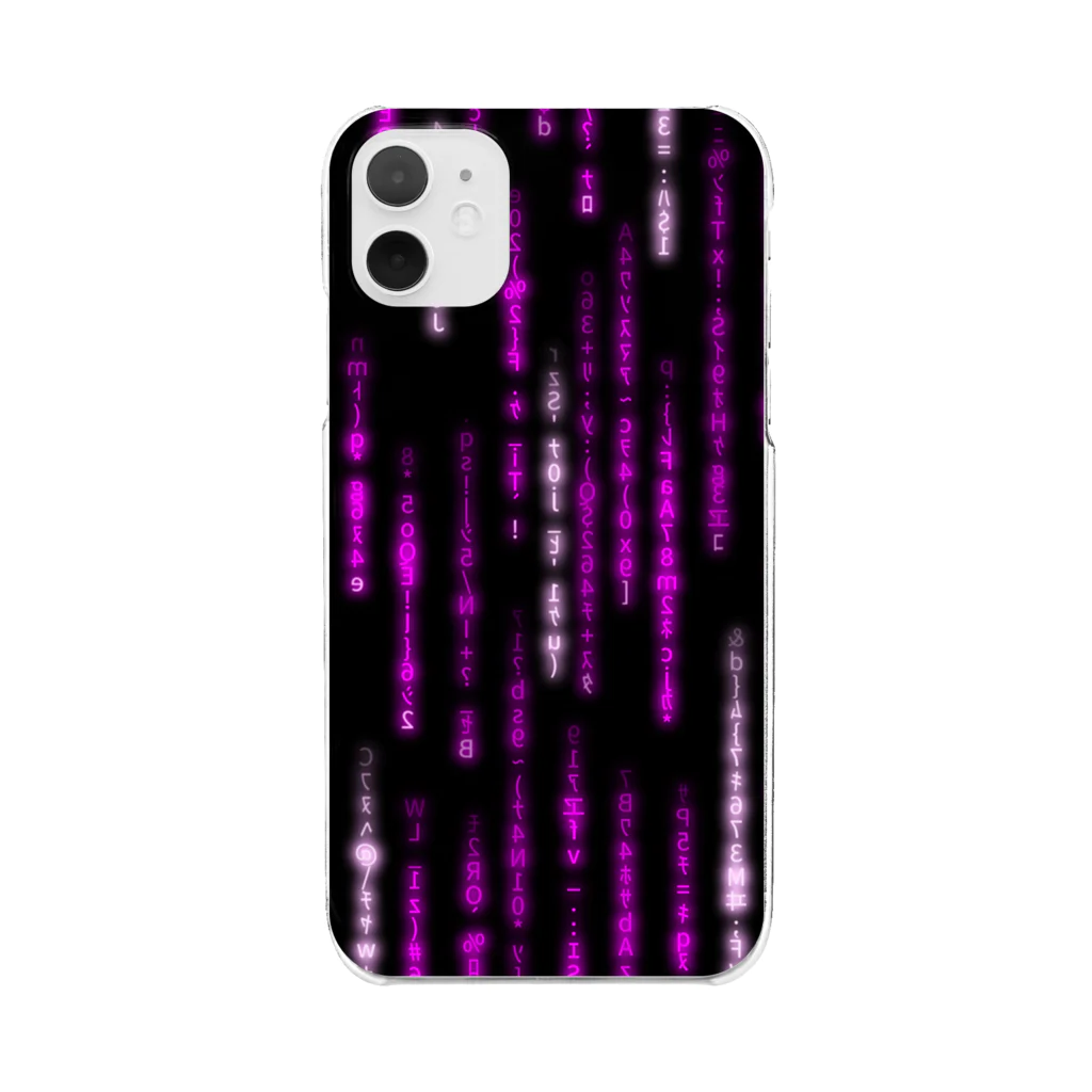 DograveのDigital Rain phone case Purple ver.1.1.0 クリアスマホケース