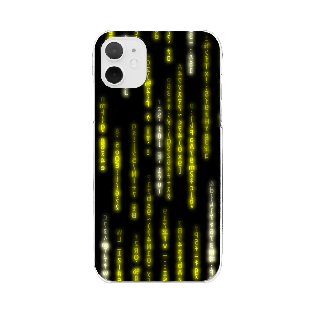 DograveのDigital Rain phone case Yellow ver.1.1.0 クリアスマホケース