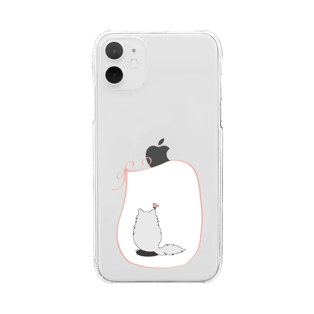 木ノ下商店の猫とリボンとちょうちょ Clear Smartphone Case