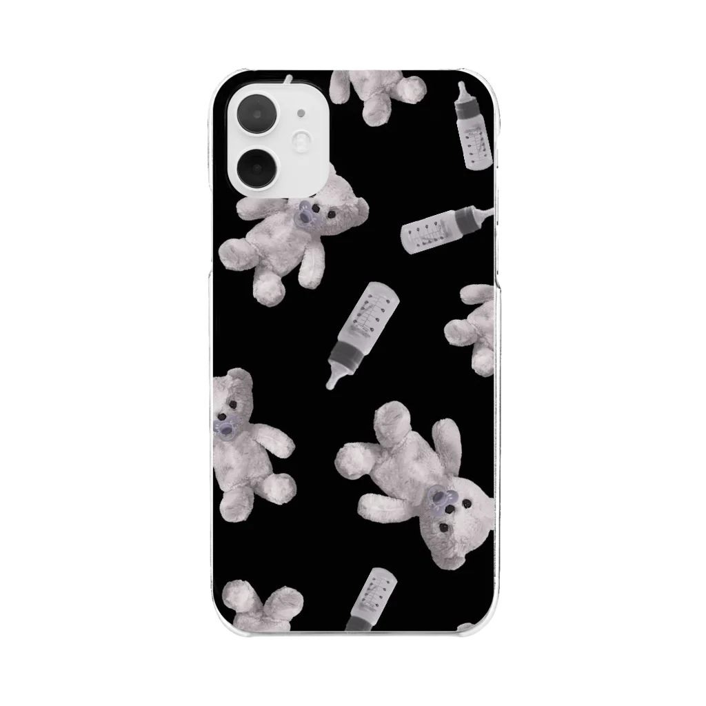 💜Salon de Lucia💜のばぶTeddy monochrome Clear Smartphone Case