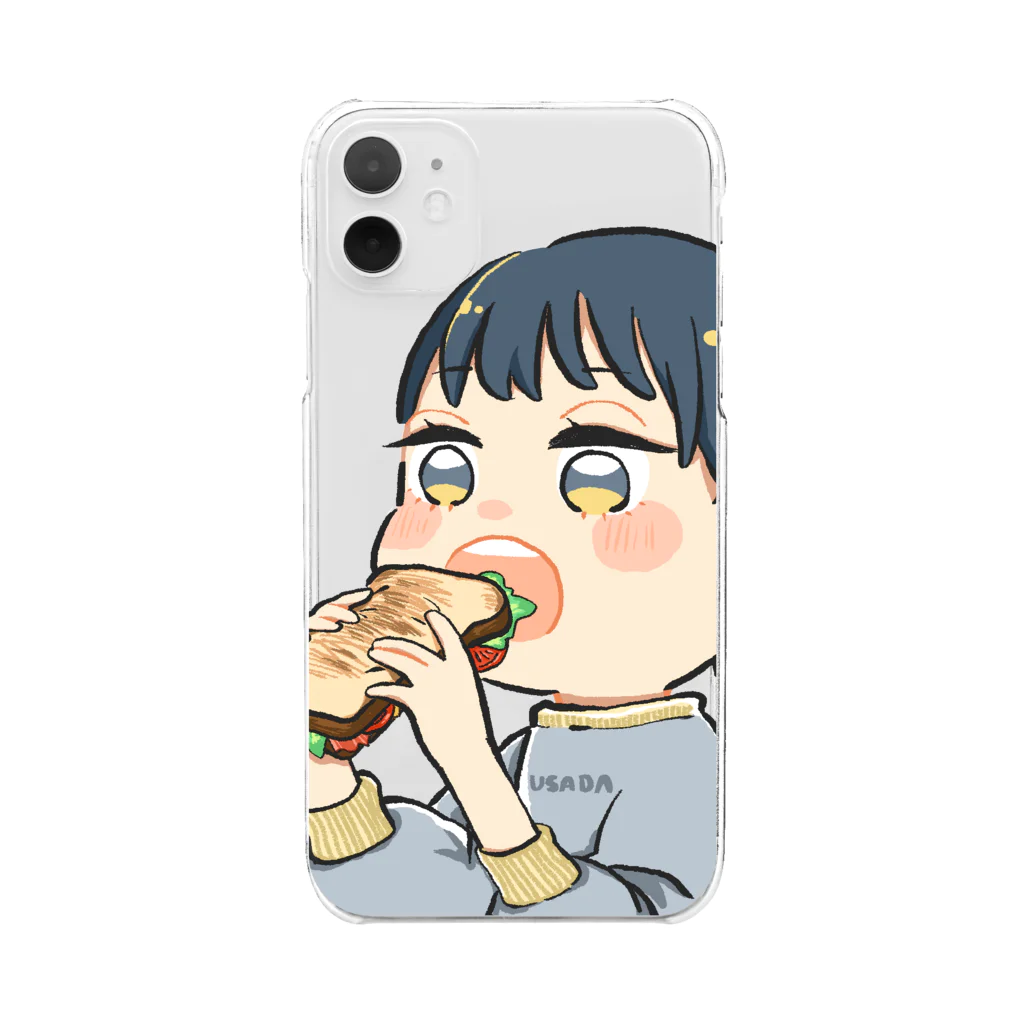 うさみるみのホットサンドを食べる女子 Clear Smartphone Case