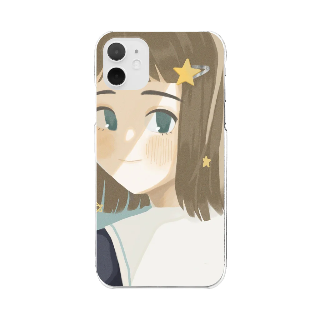 おはなやさんの星ピンつけてる女の子 Clear Smartphone Case