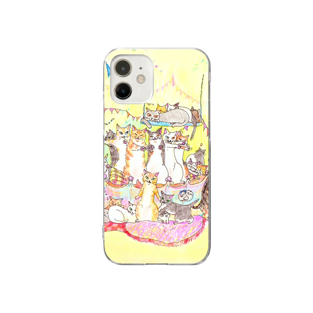 猫竹（nekotake)の猫パーティー　nekotake Clear Smartphone Case