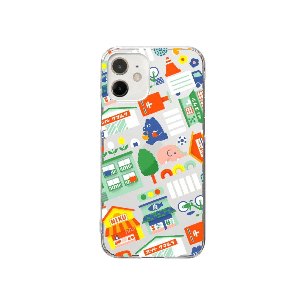 トマトマーケットのクマと町(クリア) Clear Smartphone Case