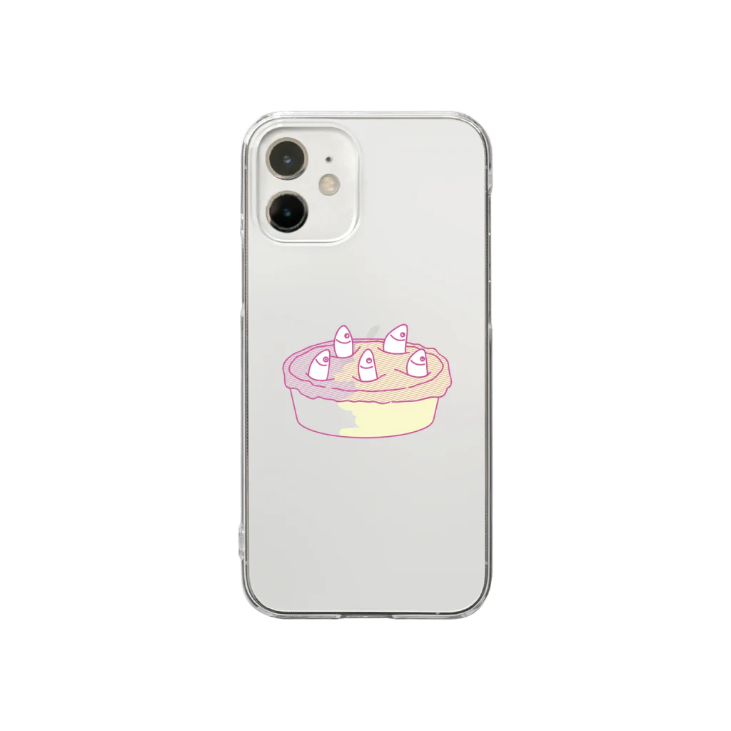 lycoのイギリスのあの魚が刺さったパイ（Pink） Clear Smartphone Case