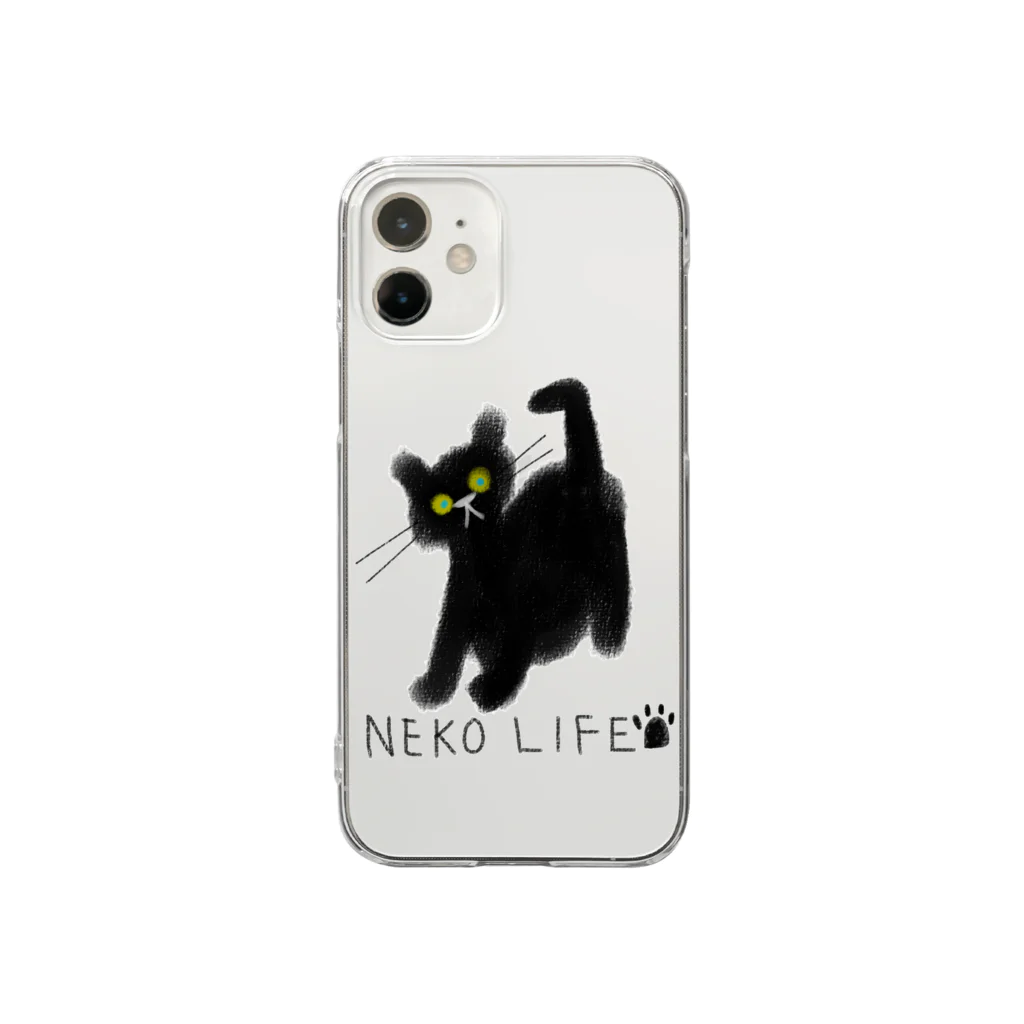 小鳥と映画館のネコライフ 青い瞳の黒猫 Clear Smartphone Case