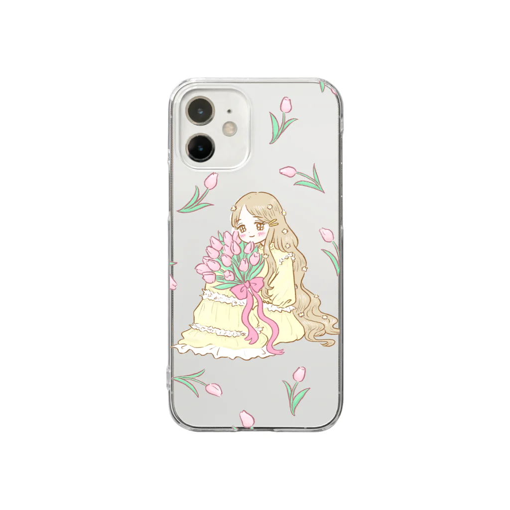 みおざわ あゆのピンクのチューリップ Clear Smartphone Case