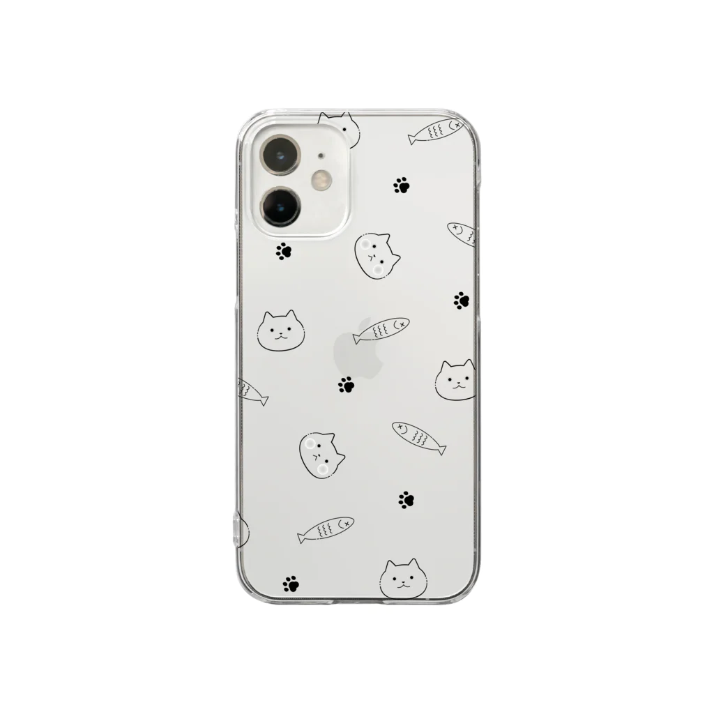 もこはる＊HiNA:＊のねことさかな　パターン柄 Clear Smartphone Case