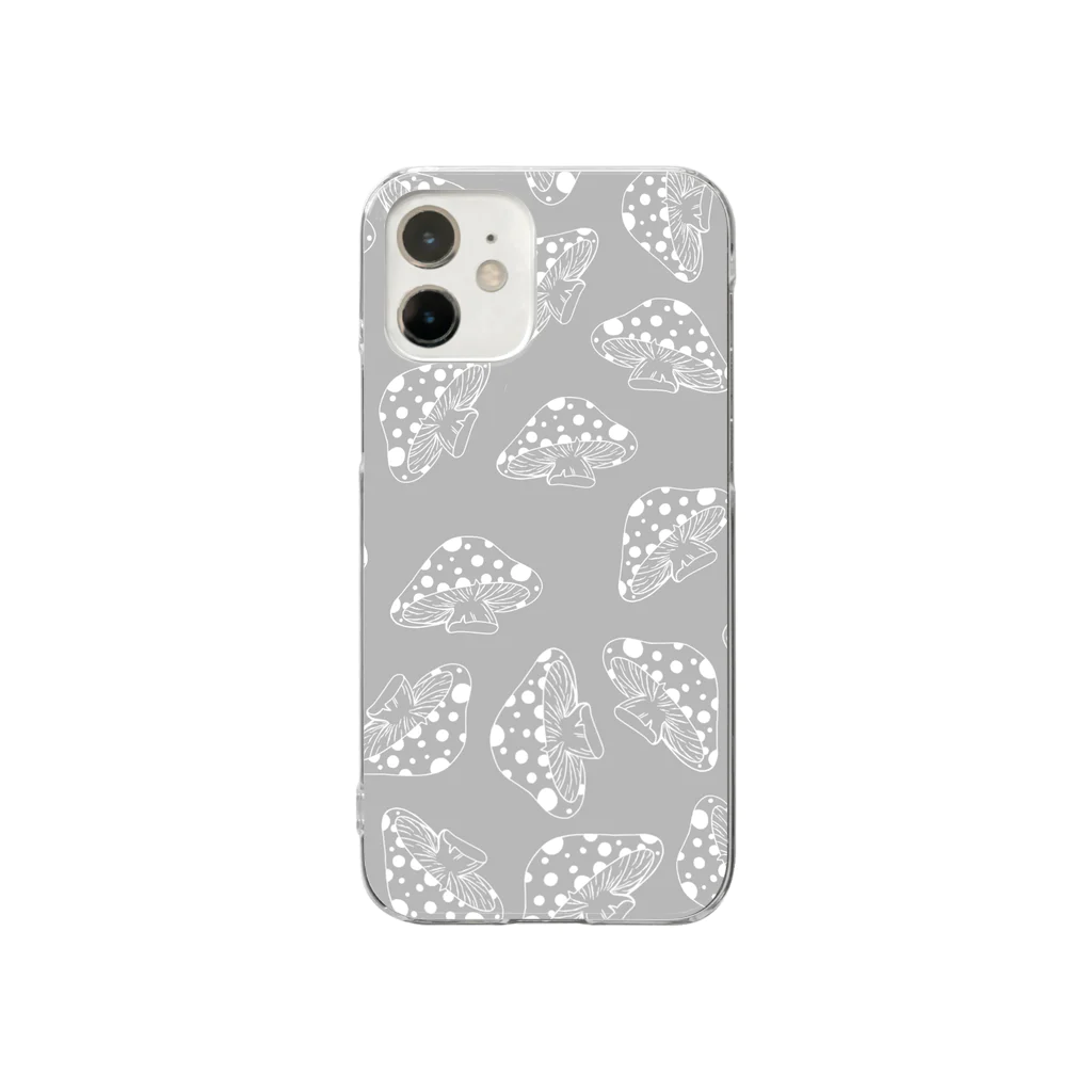 PHANT-ﾌｧﾝﾄ-のキノコ/グレー、白 Clear Smartphone Case