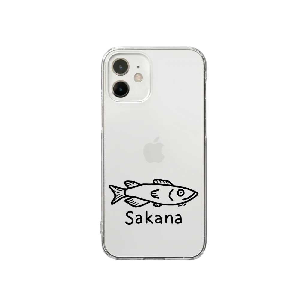 MrKShirtsのSakana (魚) 黒デザイン クリアスマホケース