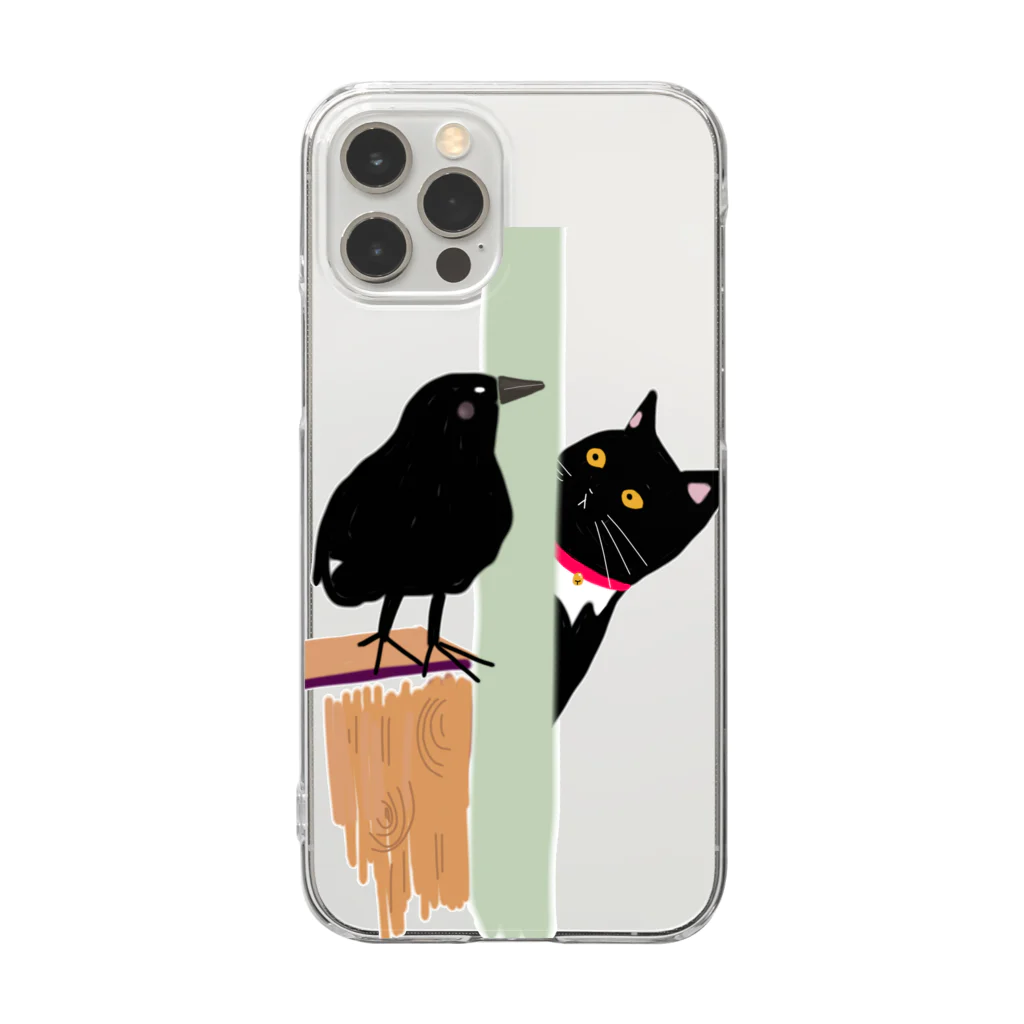 小鳥と映画館のカラスと猫 Clear Smartphone Case