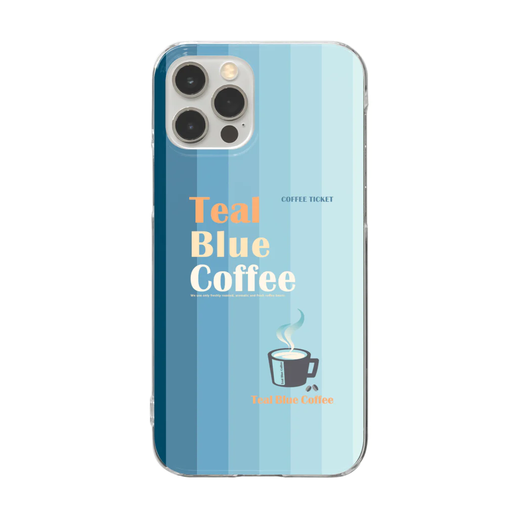 Teal Blue CoffeeのCOFFEE TICKET_BLUE Ver. 투명 스마트폰 케이스