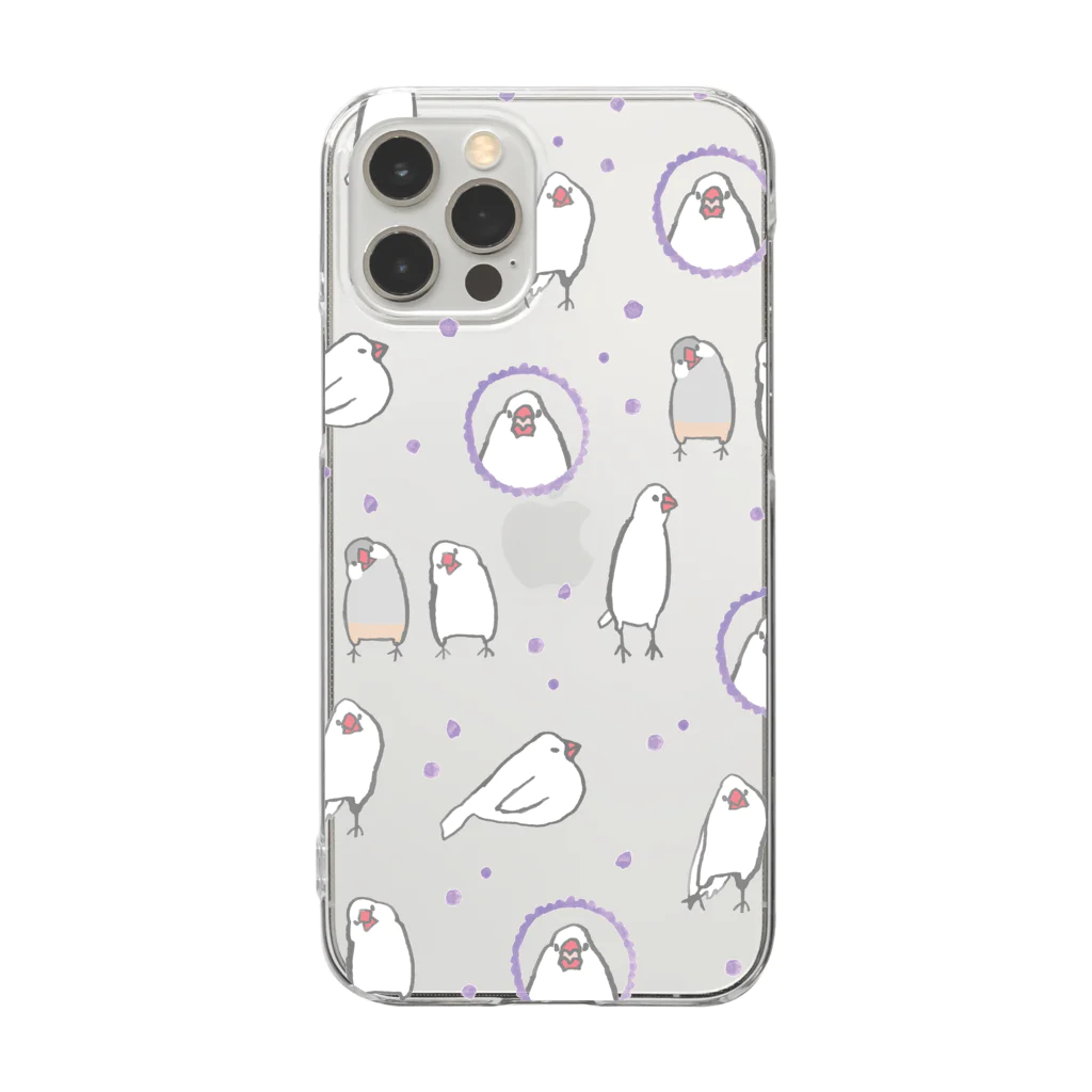 emiの文鳥ちゃん ドットパープル Clear Smartphone Case