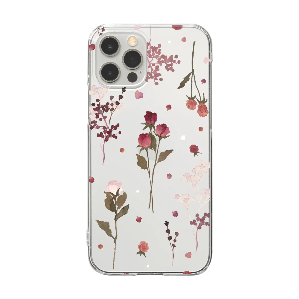 三浦朋代の昼下がりの赤薔薇ブーケ：クリア Clear Smartphone Case