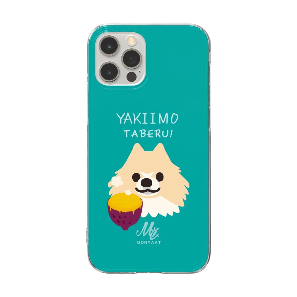 イラスト MONYAAT の焼き芋　味を知ったポメラニアンA*スマホケース Clear Smartphone Case